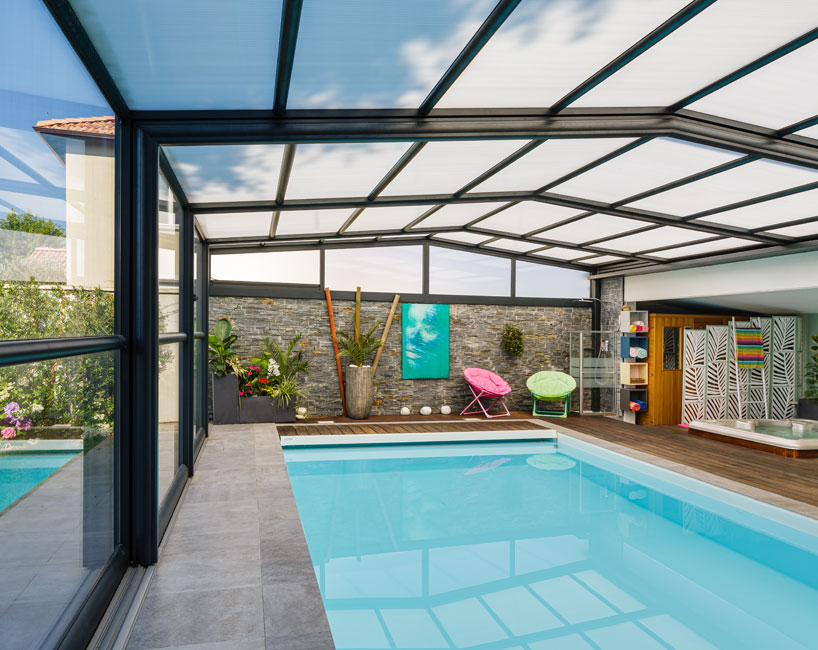 Rénoval Abri de piscine haut adossé double vitrage